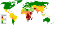 Percentage population undernourished world map.png